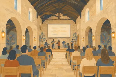 Contemporary Worship Projection in Stone Sanctuary