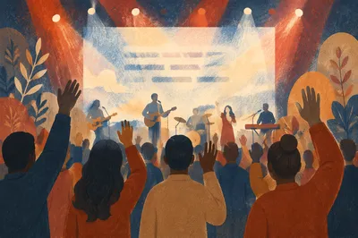 Contemporary Worship Projection Screen in Auditorium