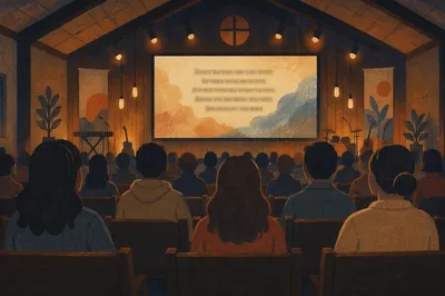 Contemporary Worship Projection Screen in Warm Church
