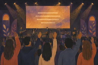 Contemporary Worship Projection Screen in Warm Light