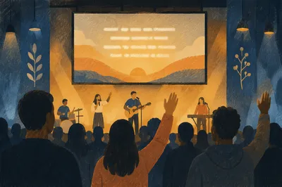 Contemporary Worship Projection Screen in Warm Haze