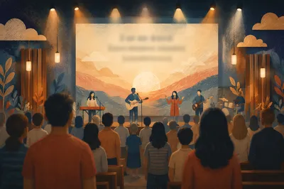 Contemporary Worship Projection Screen in Church Auditorium