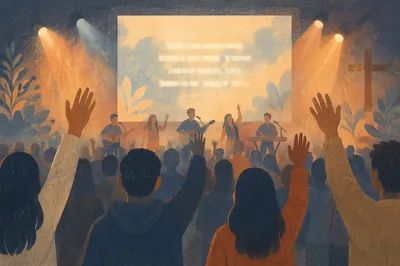 Contemporary Worship Screen in Modern Church