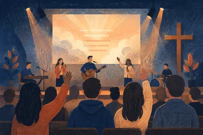 Contemporary Worship Projection in Church Auditorium