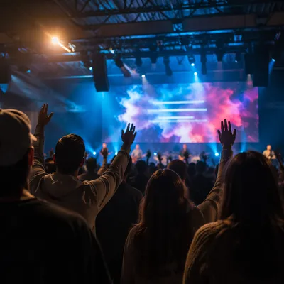 Contemporary Worship Screen with Raised Hands