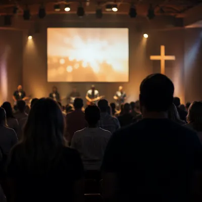 Contemporary Worship Screen in Modern Church