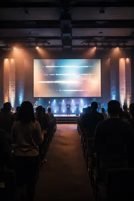 Contemporary Worship Projection Screen in Church Auditorium