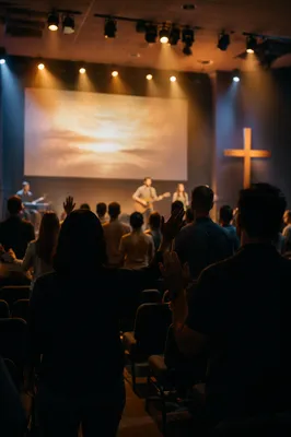 Contemporary Worship Projection in Church Auditorium