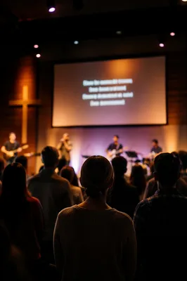 Contemporary Worship Projection Screen in Church