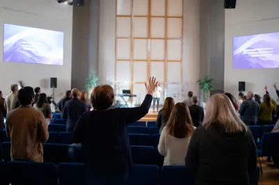 Contemporary Worship Service with Projection Screens