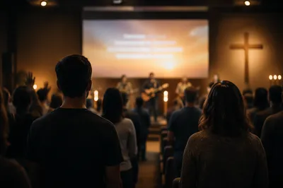 Contemporary Worship Projection in Church Auditorium