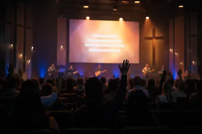 Contemporary Worship Projection Screen in Church