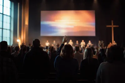 Contemporary Worship Projection Screen Gathering