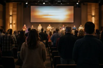 Contemporary Worship Projection in Church Auditorium