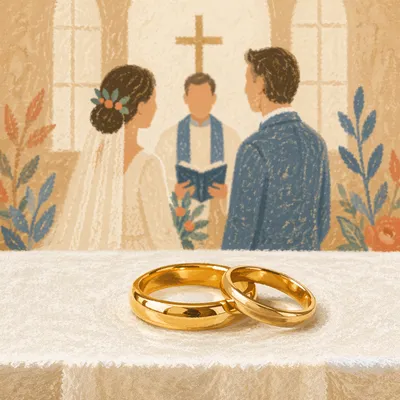 Wedding Vows at Chapel Altar Rings