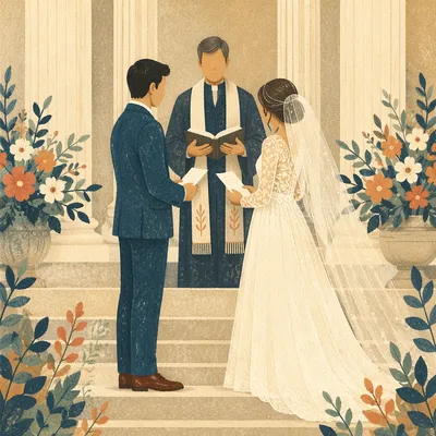Wedding Vows at Church Entrance