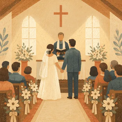 Couple Exchanging Vows Before Pastor