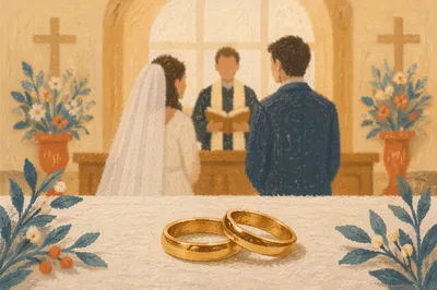 Wedding Rings at Chapel Altar Ceremony