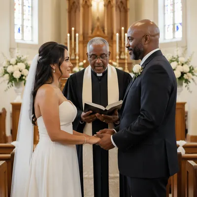 Wedding Vows at Church Altar with Pastor