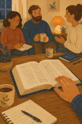 Couples Bible Study Around Coffee Table