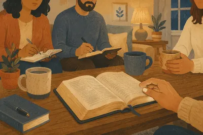 Couples Bible Study Around Coffee Table