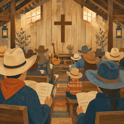 Rural Cowboy Church Worship in Barn Chapel