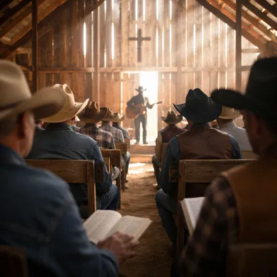 Rural Cowboy Church Worship in Barn Chapel