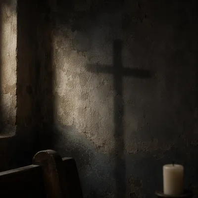 Dark Chapel Wall with Subtle Cross Shadow