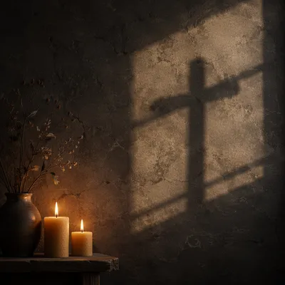 Dark Chapel Wall with Subtle Cross Shadow