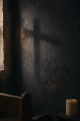 Dark Chapel Wall with Subtle Cross Shadow
