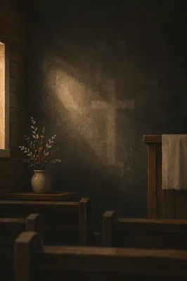 Subtle Cross on Dark Chapel Wall