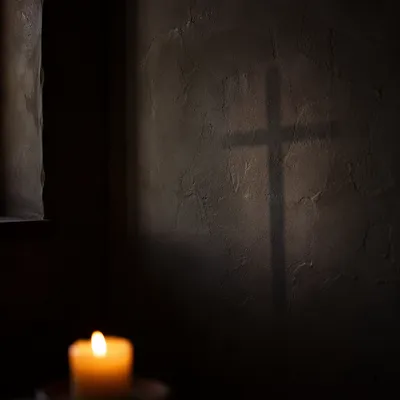 Dark Chapel Wall with Subtle Cross Shadow