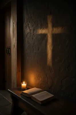 Dark Chapel Wall with Subtle Cross Shadow