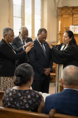 Prayer in Bright Church Sanctuary