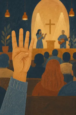 Sign Language Hand in Worship Service