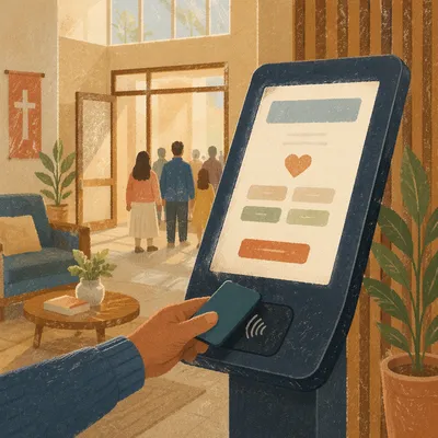 Contactless Giving Kiosk in Church Lobby