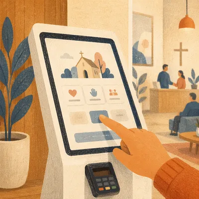 Church Lobby Digital Giving Touchscreen Close-Up