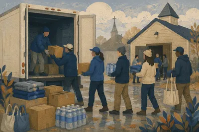 Volunteers Loading Disaster Relief Supplies