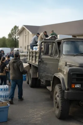 Church Volunteers Loading Disaster Relief Truck