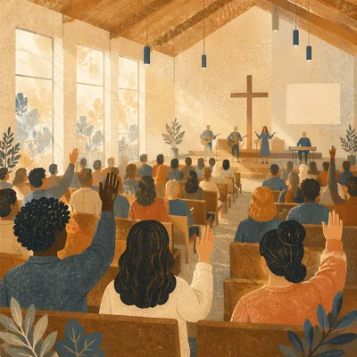 Diverse Congregation Worshiping in Warm Chapel