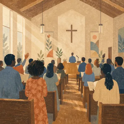 Diverse Congregation Worship in Warm Chapel