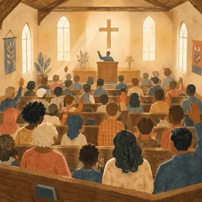 Diverse Congregation Worshiping in Warm Sanctuary