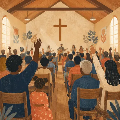 Diverse Congregation Worshiping in Warm Sanctuary
