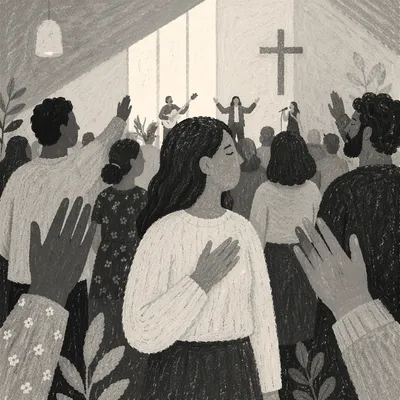 Diverse Congregation Worshiping in Modern Sanctuary