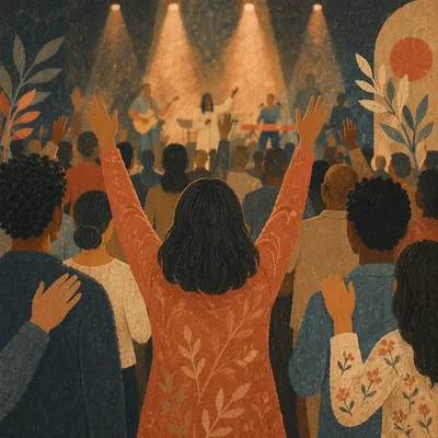 Diverse Congregation Worshiping in Warm Sanctuary