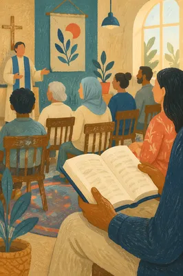 Diverse Congregation Worshiping in Warm Chapel