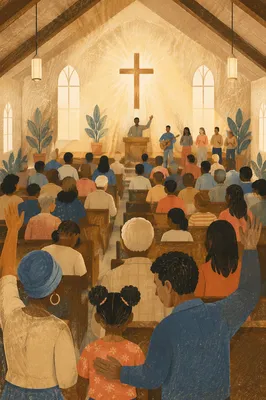 Diverse Congregation Worshiping in Warm Sanctuary