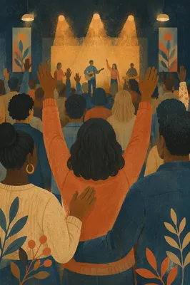 Diverse Congregation Worshiping in Warm Sanctuary