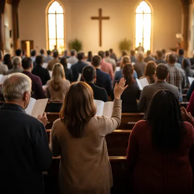 Diverse Congregation Worshiping in Warm Sanctuary