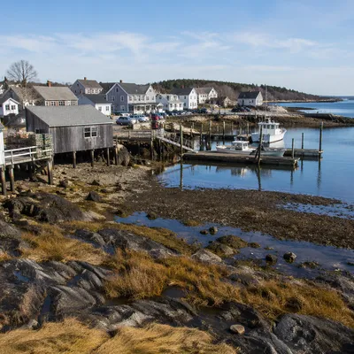 Peaceful Coastal Harbor at Low Tide